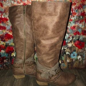 Knee High Embellished Brown Boot Size 8.5
